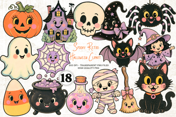 Spooky Retro Halloween Clipart