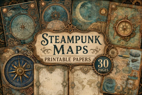 Steampunk Compass & Map Junk Journal