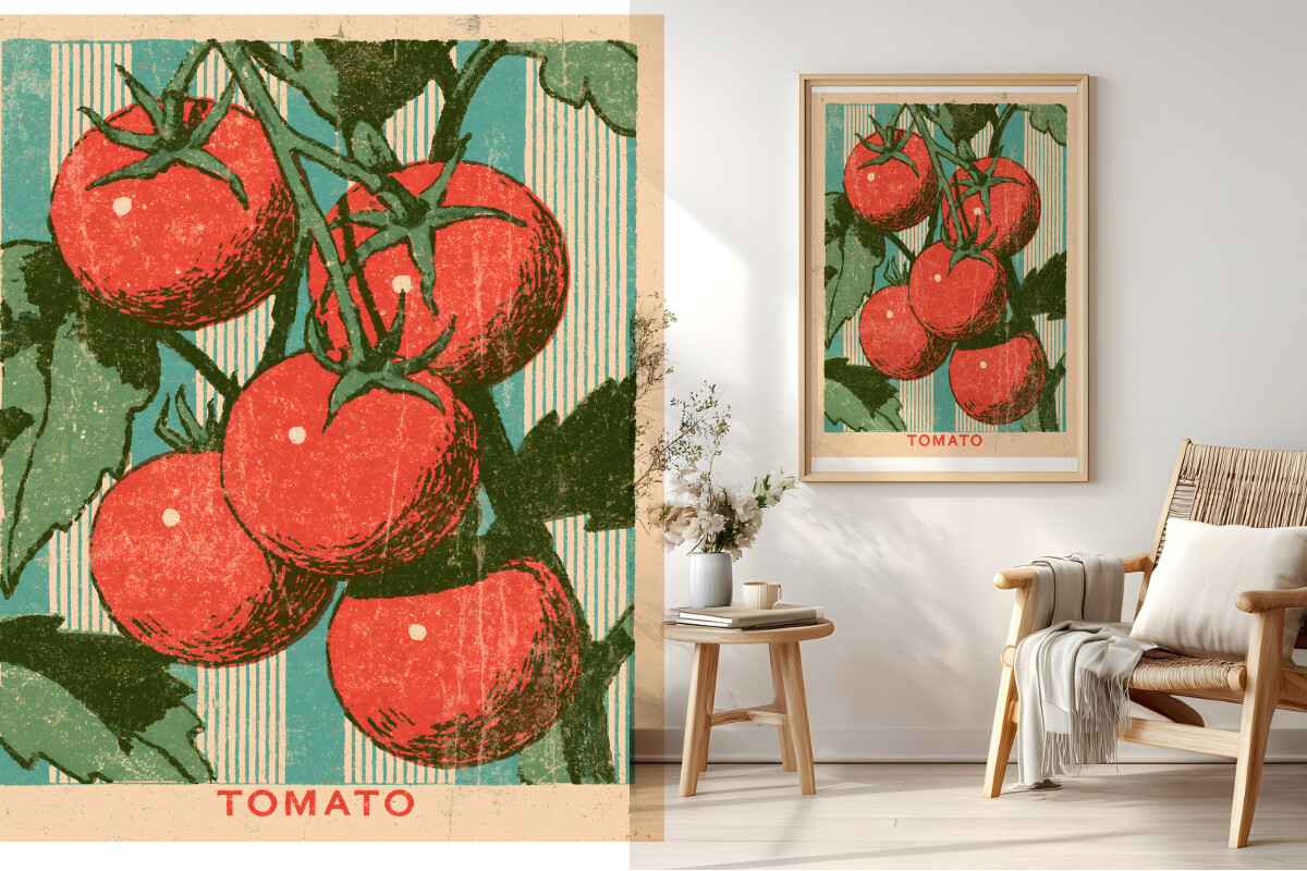 Vintage Tomato Poster, Tomato Graphic