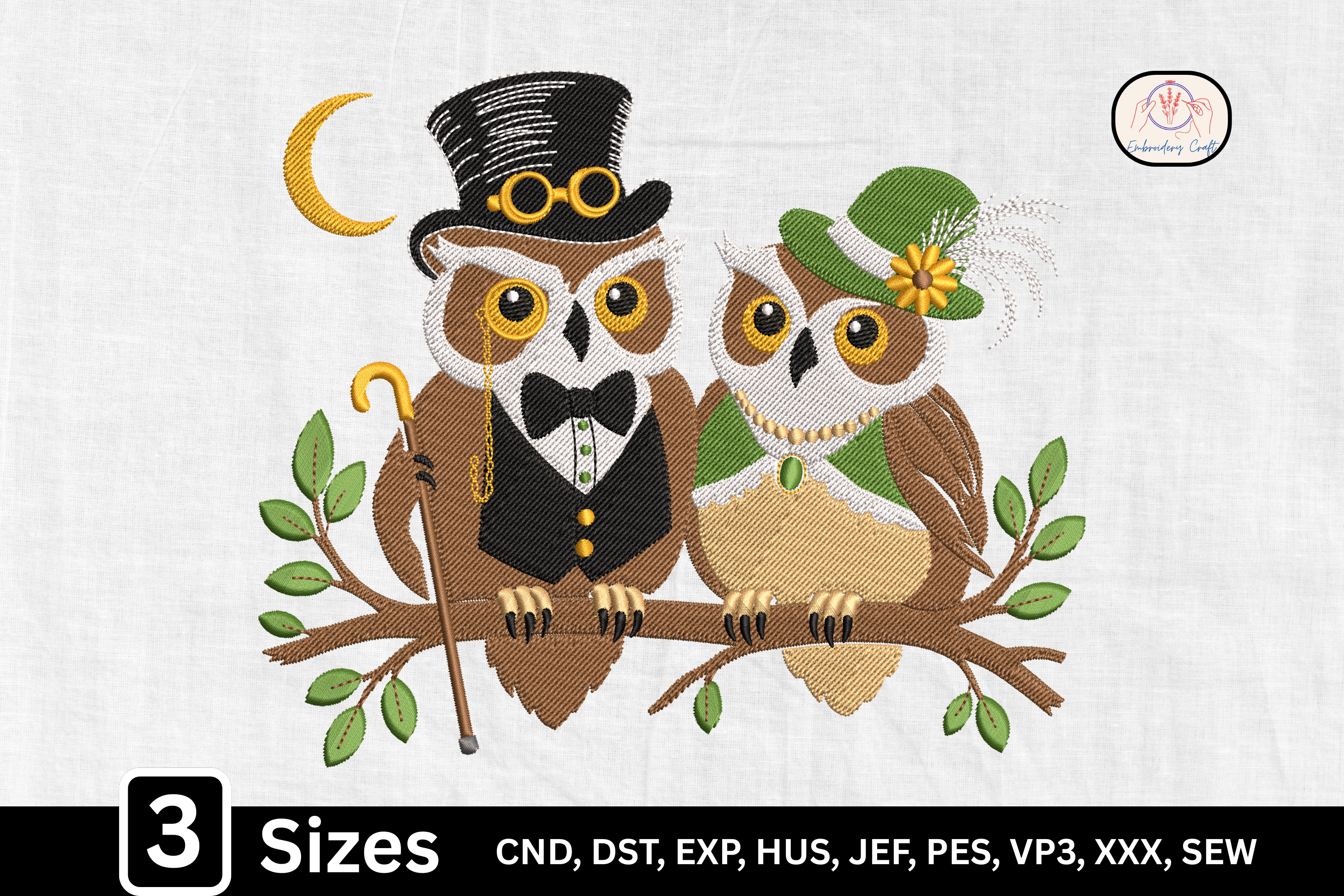 Vintage Woodland Victorian Couple Owl