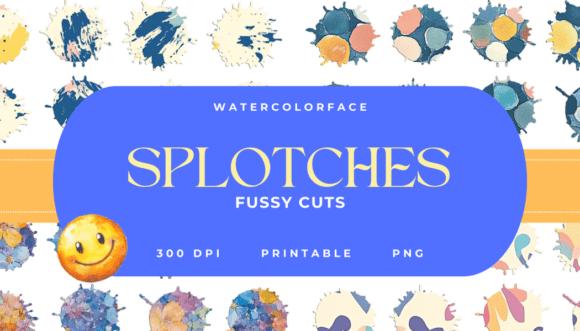 Watercolor Splotch Fussy Cuts