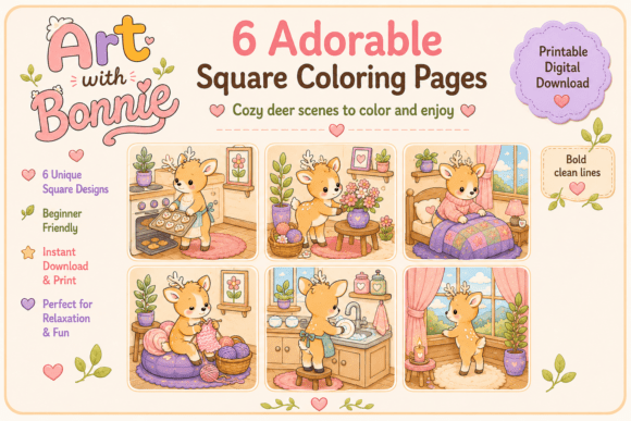 Adorable Cozy Deer Home Coloring Pages