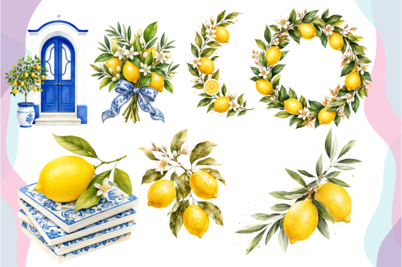 Amalfi Summer Luxury Watercolor Clipart - photo 2