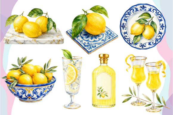 Amalfi Summer Luxury Watercolor Clipart - photo 4