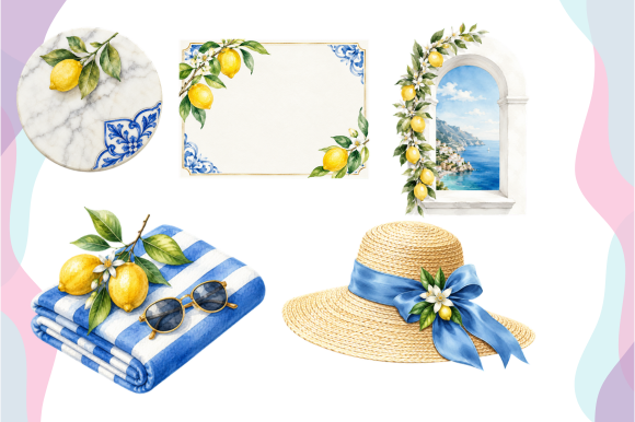 Amalfi Summer Luxury Watercolor Clipart - photo 5
