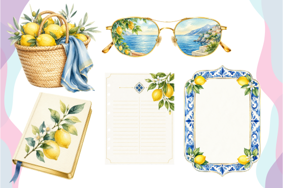 Amalfi Summer Luxury Watercolor Clipart - photo 6