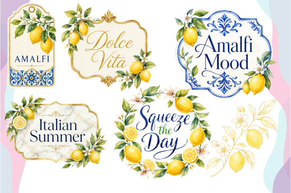 Amalfi Summer Luxury Watercolor Clipart - photo 7
