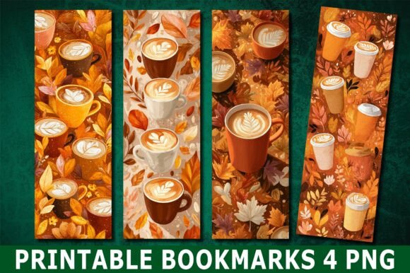 Autumn Coffee Latte Fall Bookmark PNG
