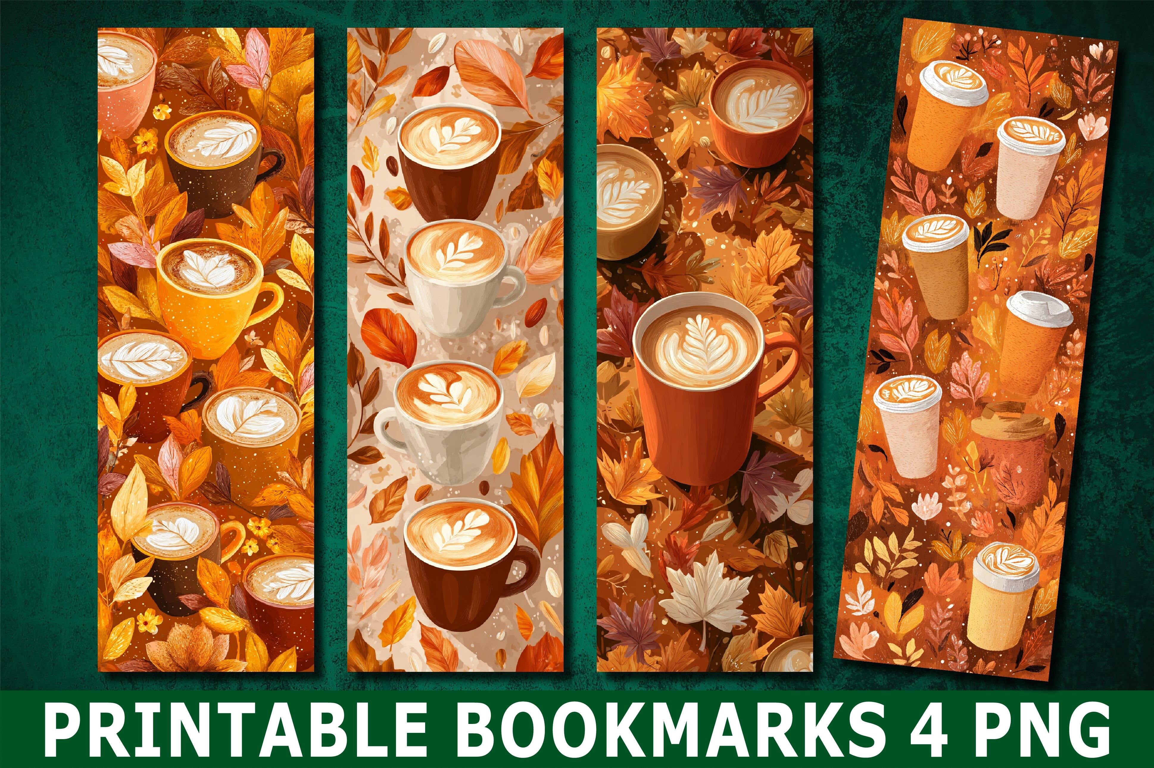 Autumn Coffee Latte Fall Bookmark PNG