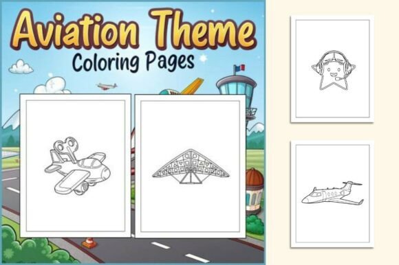 Aviation Theme Coloring Book for Kids