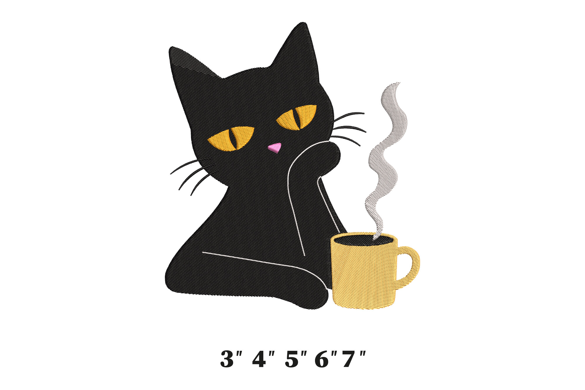 Black Cat with Coffee