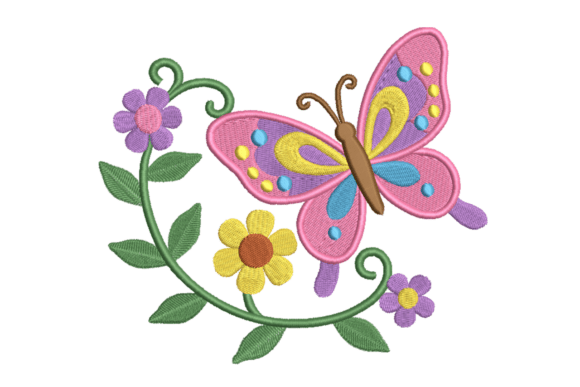 Colorful Butterfly & Flowers