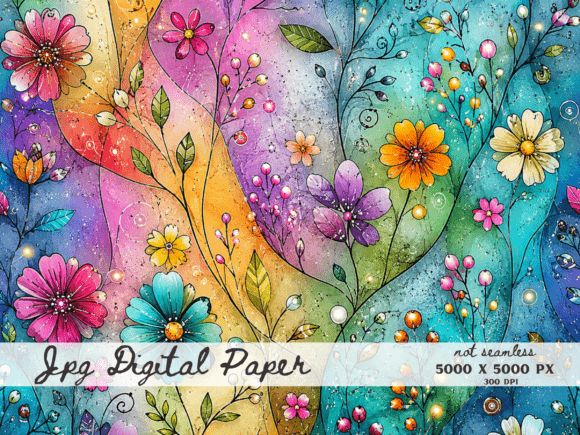 Colorful Floral Digital Background