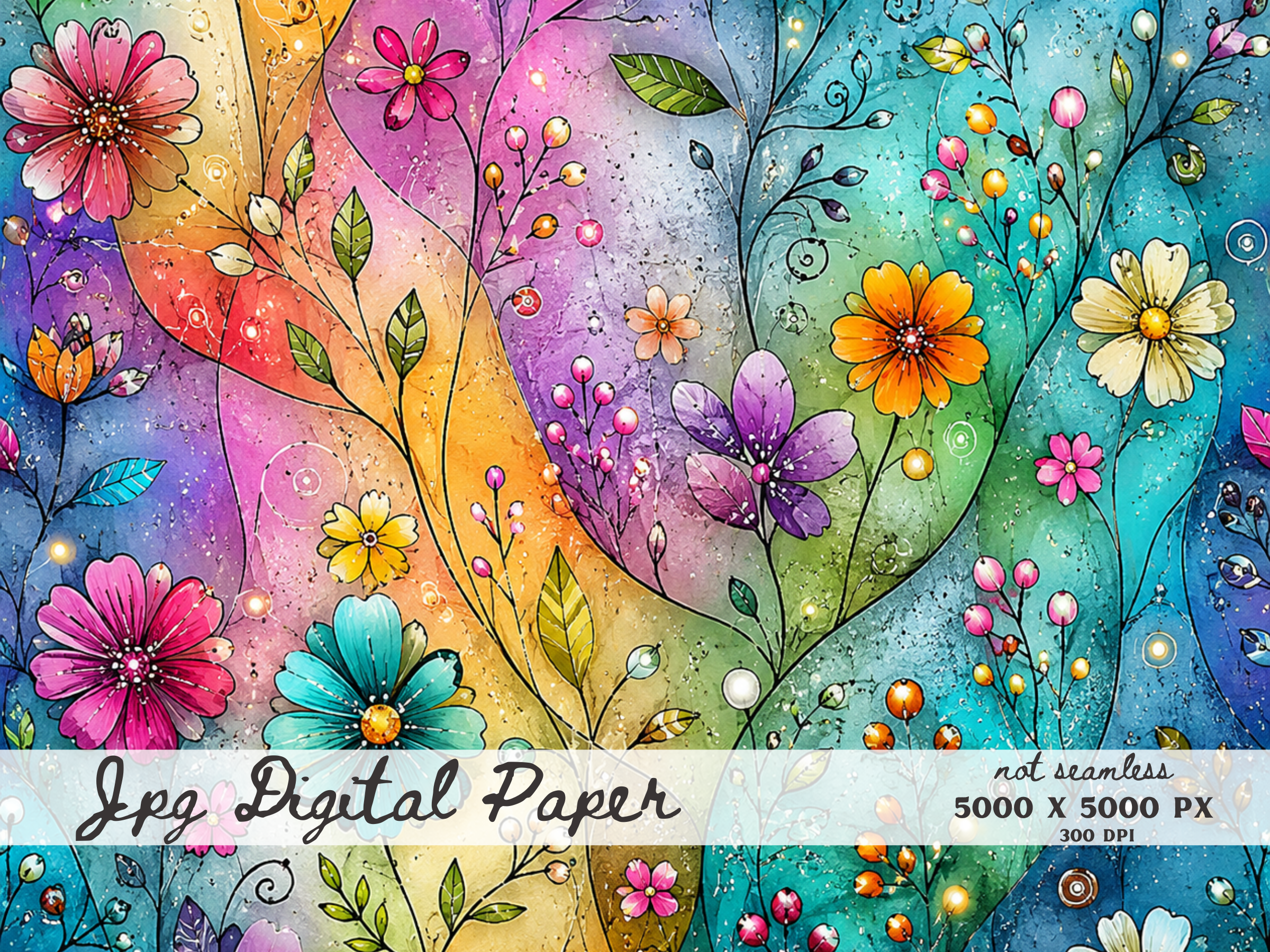 Colorful Floral Digital Background