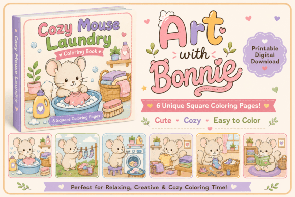 Cozy Mouse Laundry Days Coloring Pages