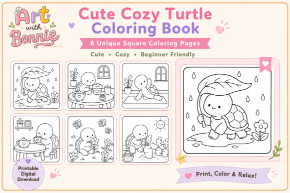 Cozy Turtle Everyday Life Coloring Pages