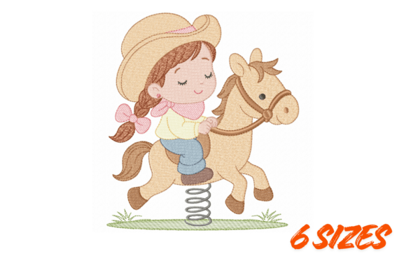 Cute Cowgirl Embroidery Design Pattern