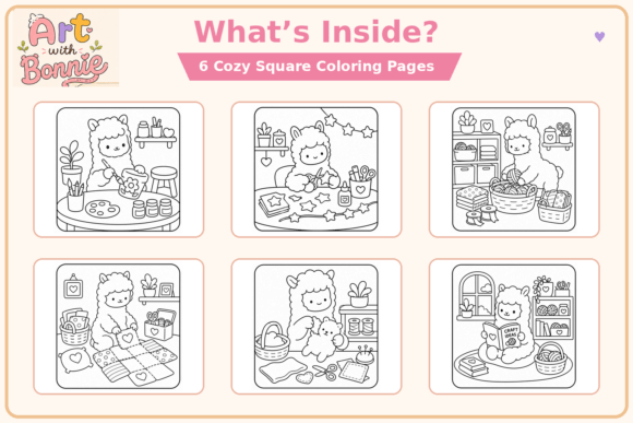 Cute Cozy Alpaca Crafting Coloring Pages