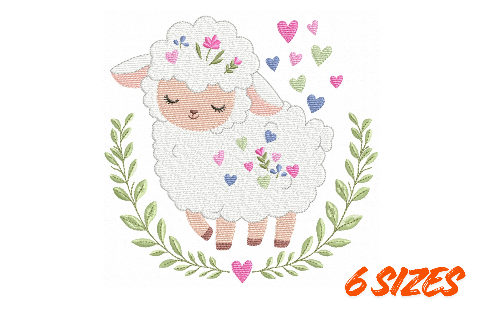 Cute Floral Lamb Embroidery Design Set
