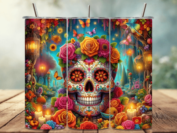 Day of the Dead Tumbler Wrap PNG