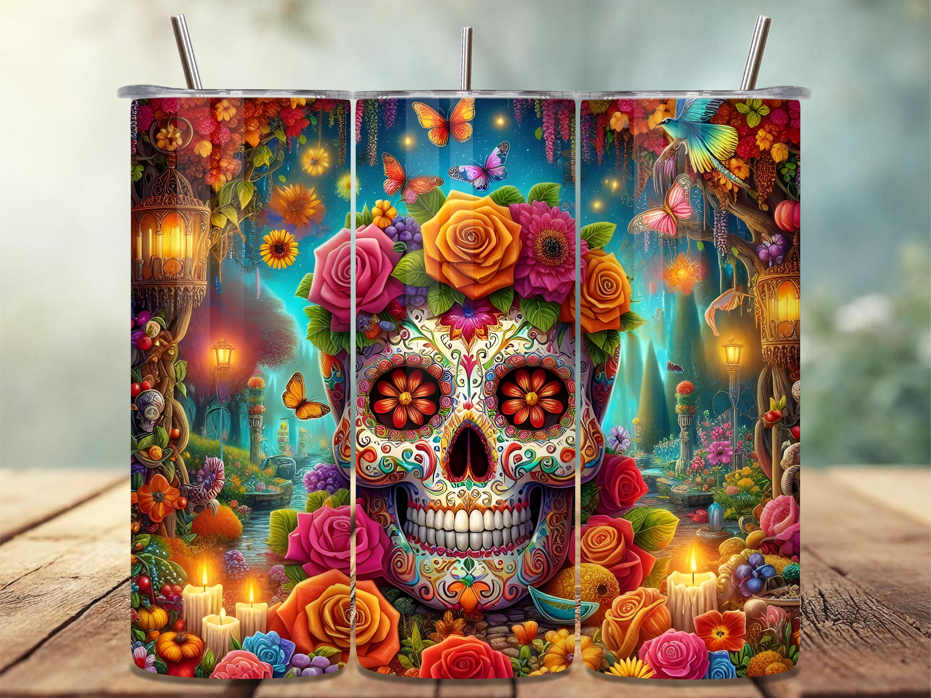 Day of the Dead Tumbler Wrap PNG