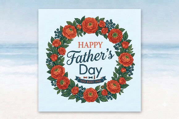 Floral Fathers Day Wreath PNG