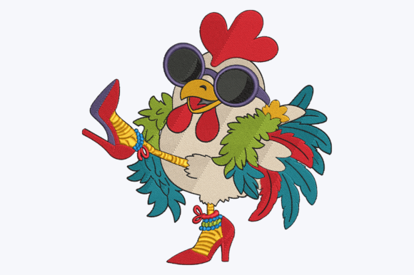 Funky Chicken Embroidery Design