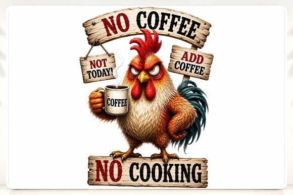 Funny Rooster Coffee PNG