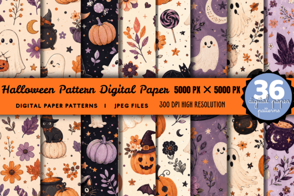 Halloween Pattern Digital Paper Bundle