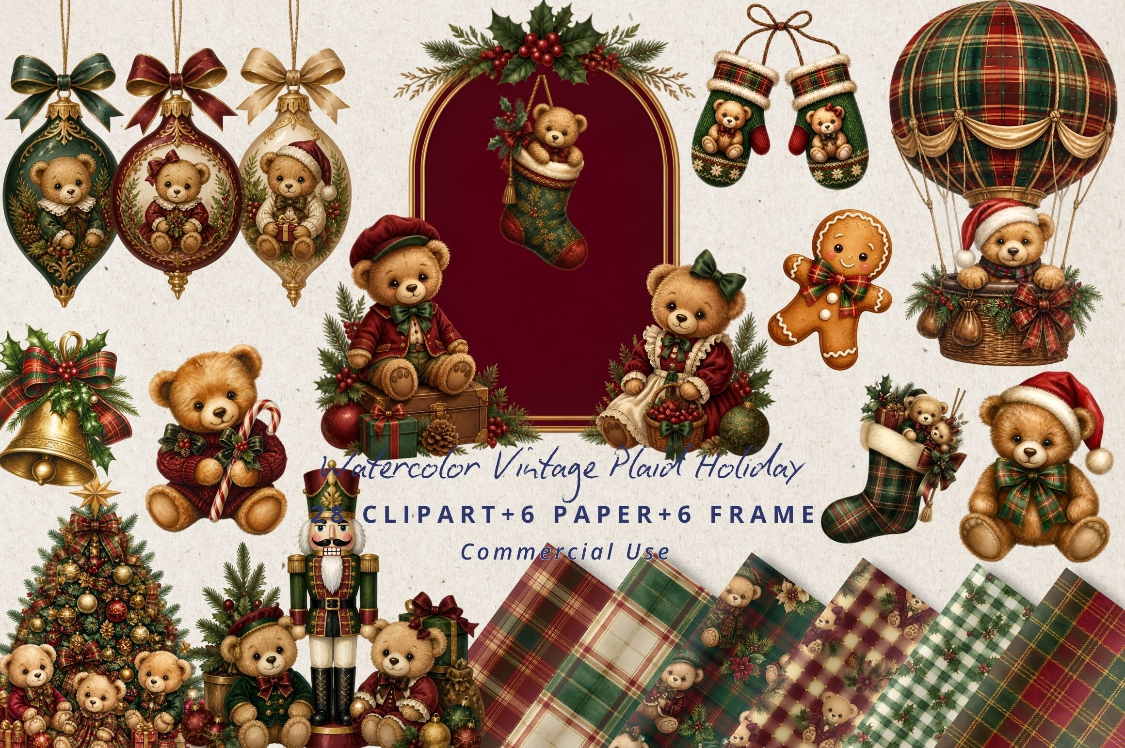 Heirloom Christmas Teddy Bear Clipart