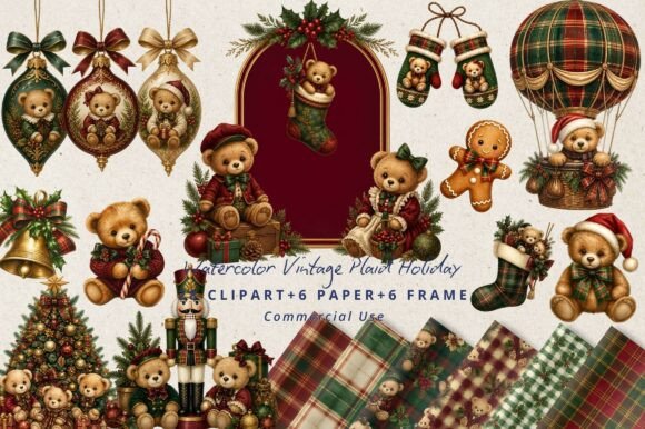 Heirloom Christmas Teddy Bear Clipart
