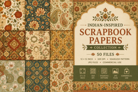 Indian-Inspired Scrapbook Papers Collection