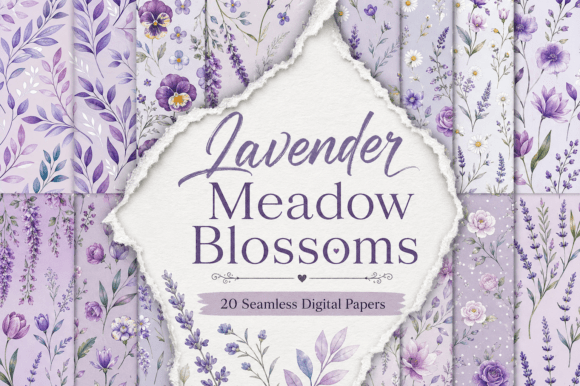 Lavender Meadow Blossoms –Seamless Paper