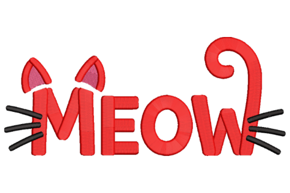 Meow Cat Embroidery Design