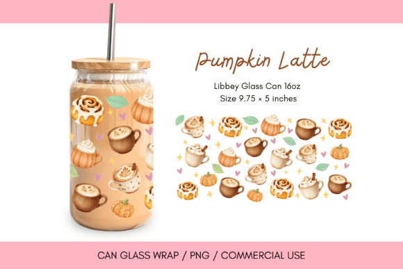 Pumpkin Spice Latte Glass Can Wrap PNG