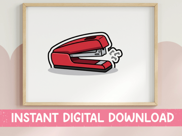 Red Office Stapler Funny Sticker Design