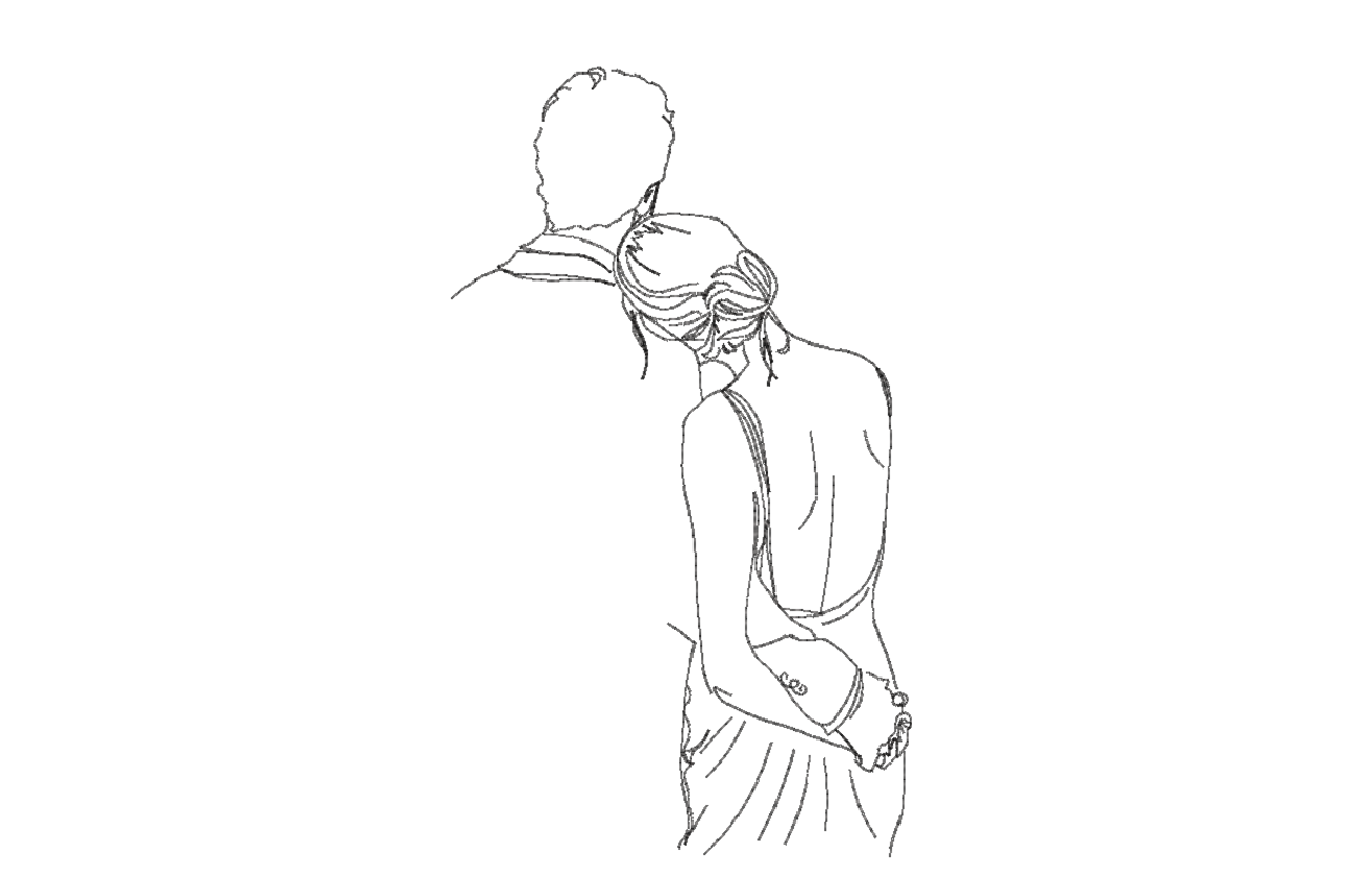 Romantic Couple Back View – Line Art