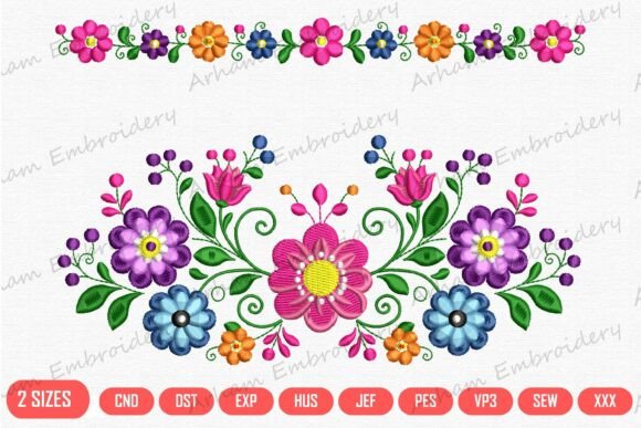 Scandinavian Folk Floral Border