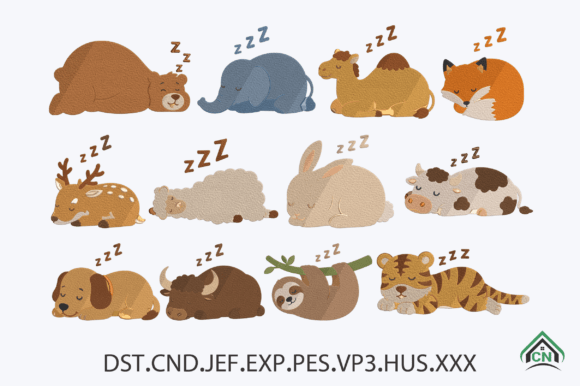 Sleeping Animals Embroidery Bundle