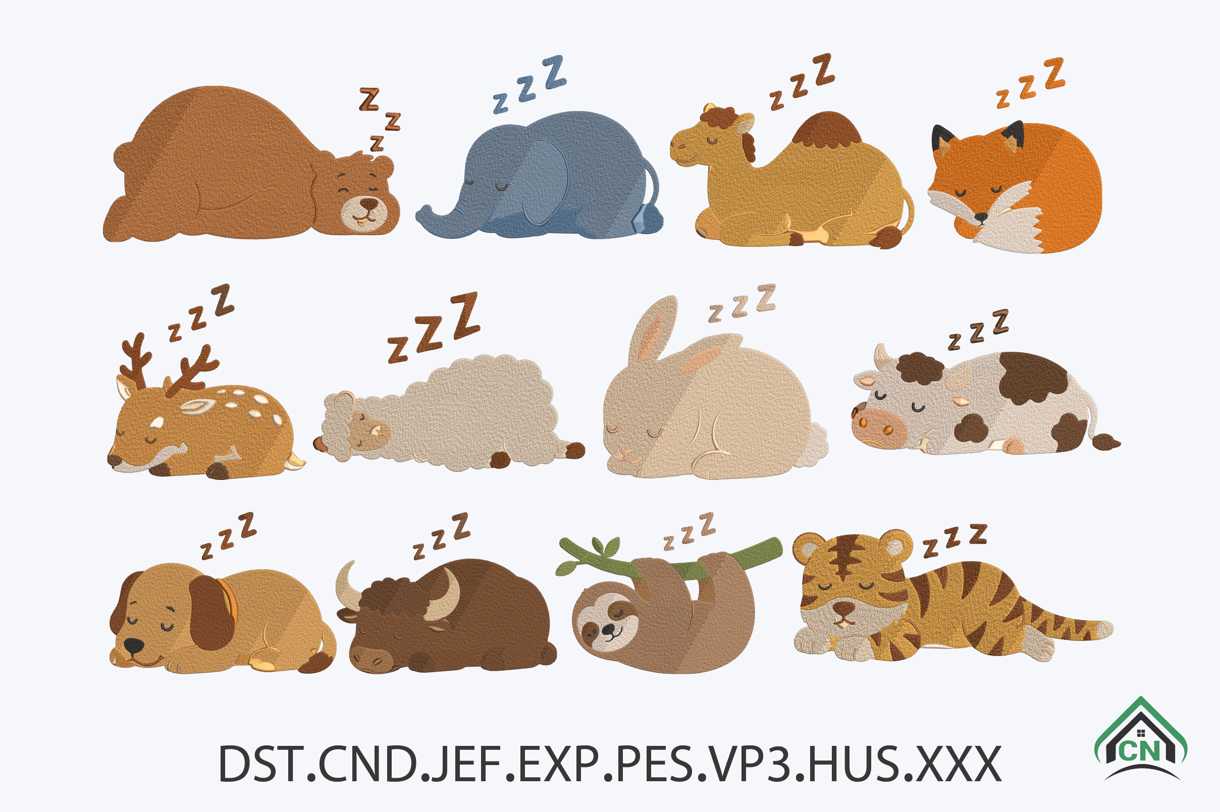 Sleeping Animals Embroidery Bundle
