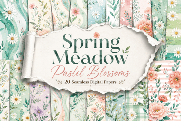 Spring Meadow Pastel Blossoms – Digital