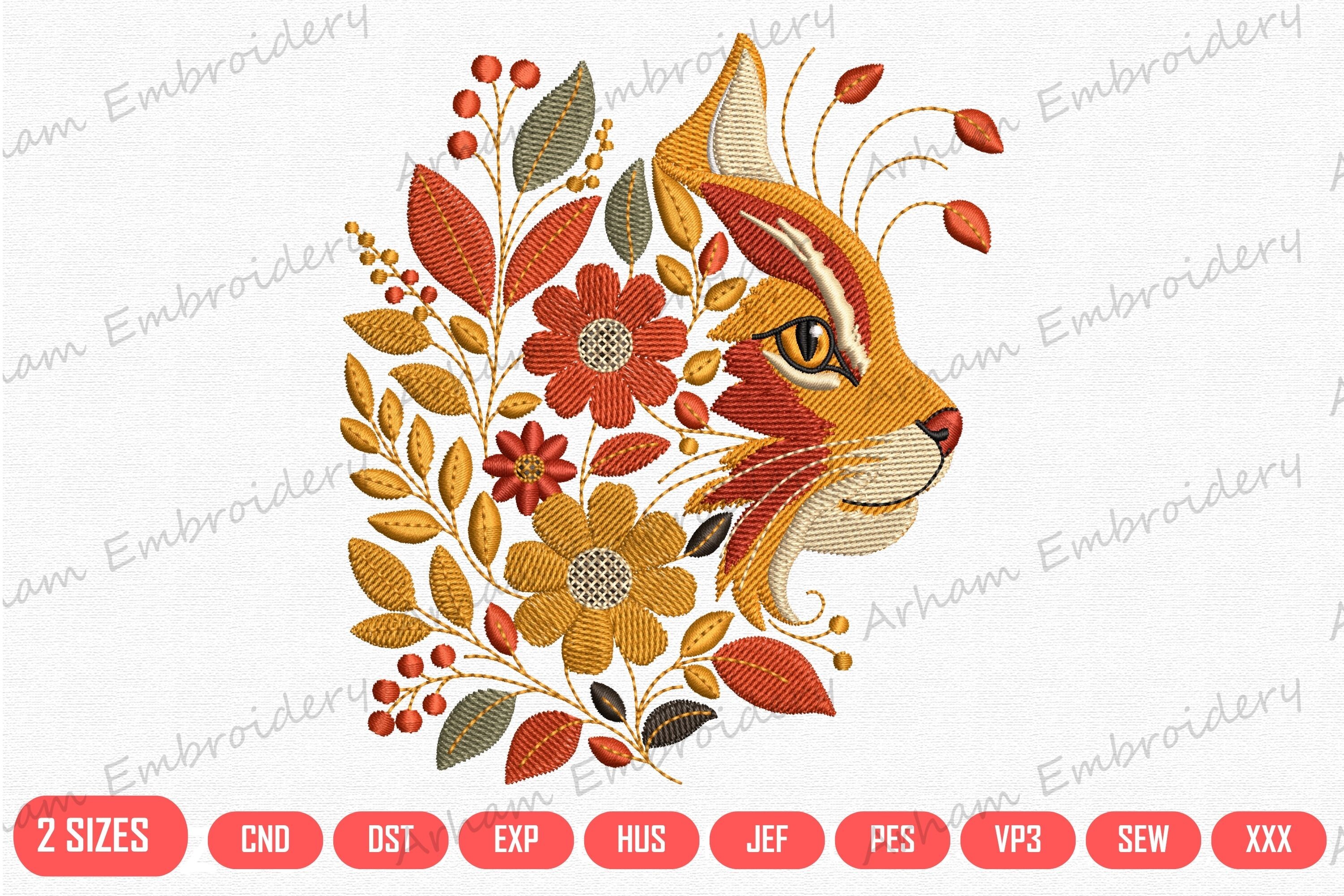 Autumn Floral Cat Head