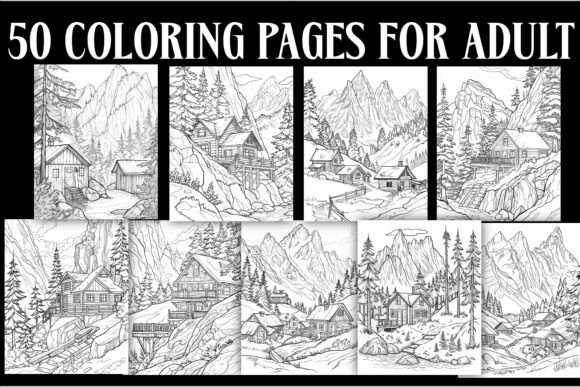 50 Mountain Village Coloring Pages