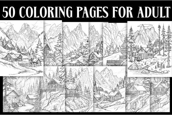 50 Mountain Village Coloring Pages
