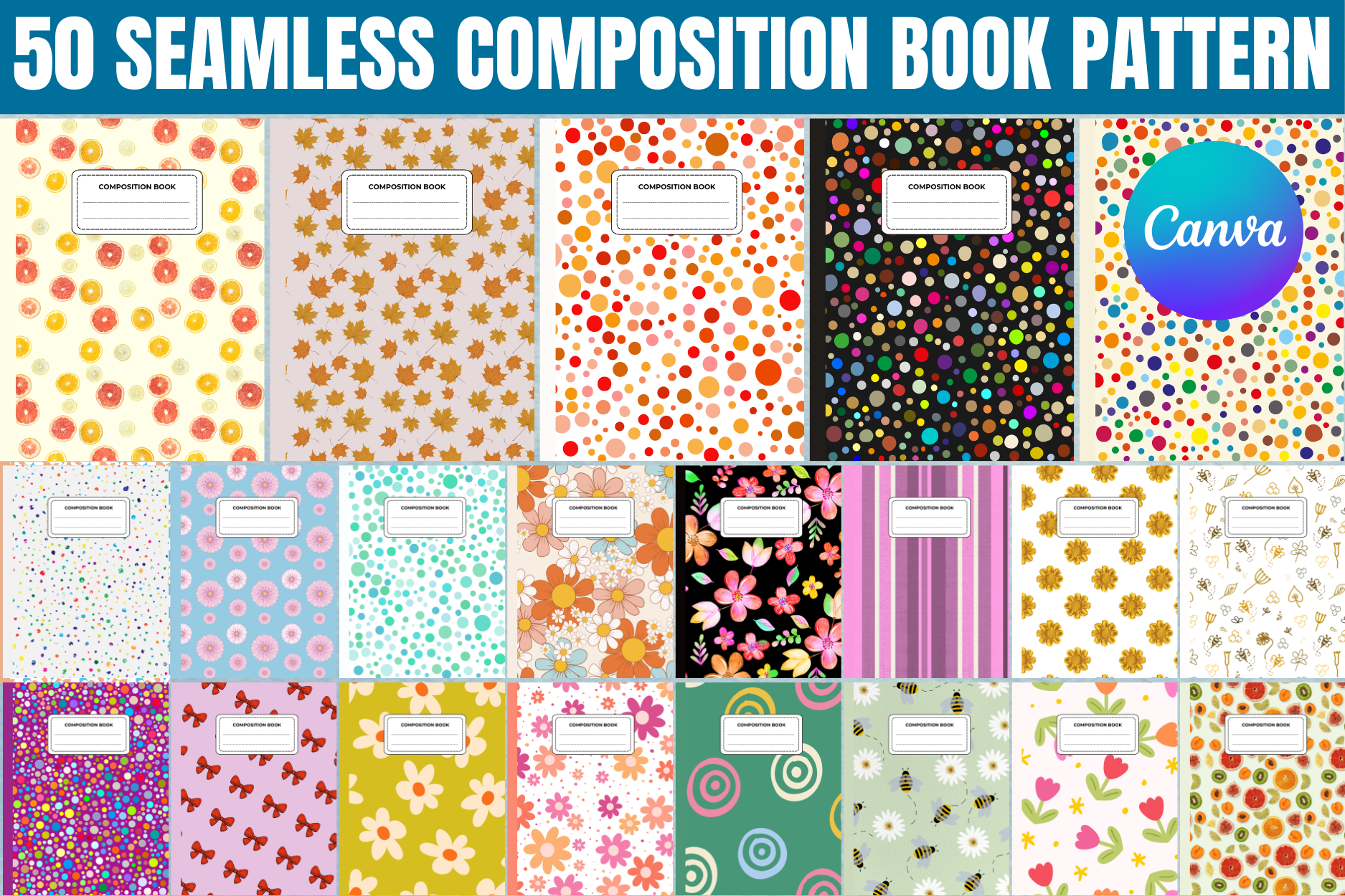 50 Seamless Composition Book Patterns