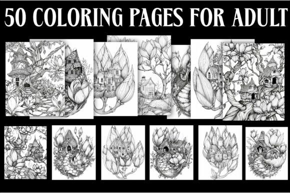 50 Whimsical Fairy House Coloring Pages