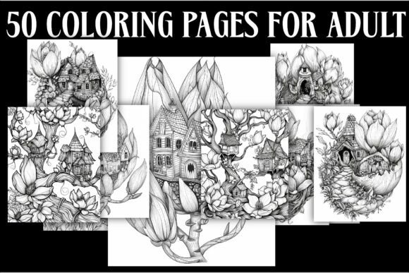 50 Whimsical Fairy House Coloring Pages
