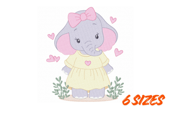 Baby Girl Elephant Embroidery Design