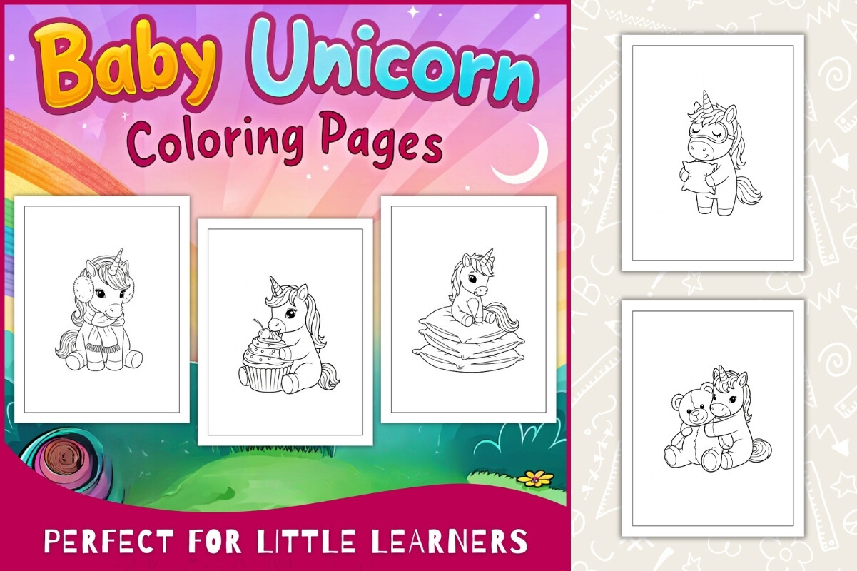 Baby Unicorn Coloring Pages