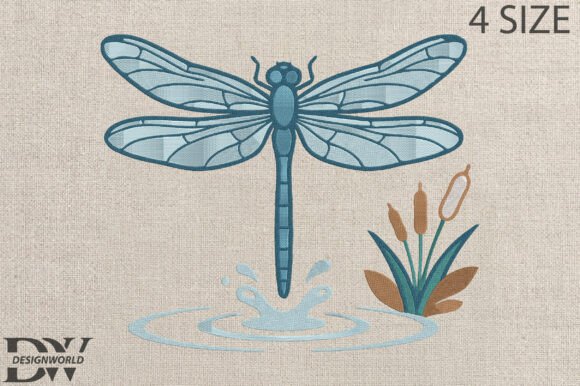 Blue Dragonfly Embroidery Design